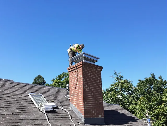 Laguna Hills Chimney Sweep technician measuring a chimney cap in Laguna Hills, CA