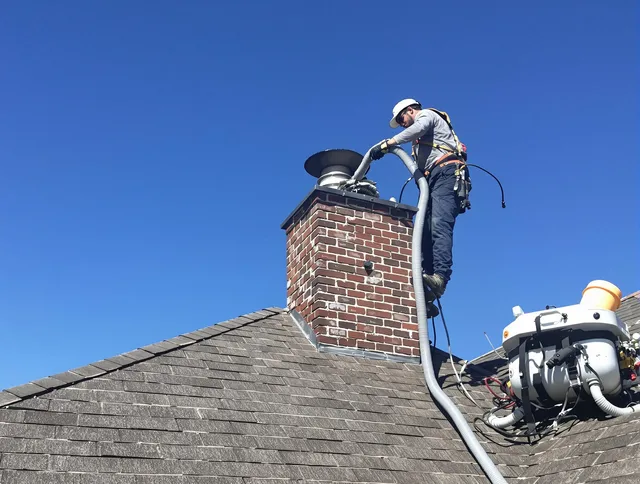 Dedicated Laguna Hills Chimney Sweep team member cleaning a chimney in Laguna Hills, CA