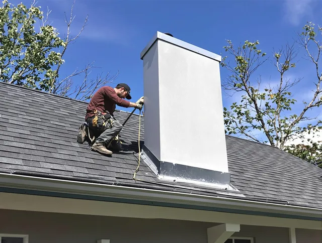 Laguna Hills Chimney Sweep team member finishing chimney construction in Laguna Hills, CA