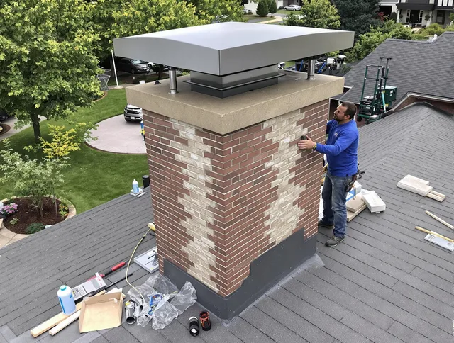 Laguna Hills Chimney Sweep team working on a custom chimney remodel in Laguna Hills, CA