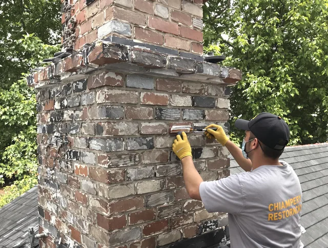 In-progress chimney restoration by Laguna Hills Chimney Sweep in Laguna Hills, CA