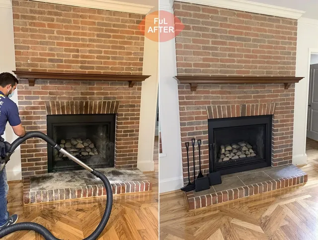 Laguna Hills Chimney Sweep carefully sanitizing a fireplace in Laguna Hills, CA