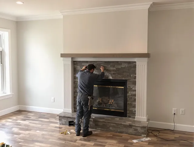 Laguna Hills Chimney Sweep finishing a custom fireplace install in Laguna Hills, CA